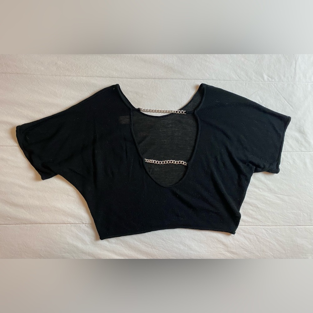 Black crop top with chains